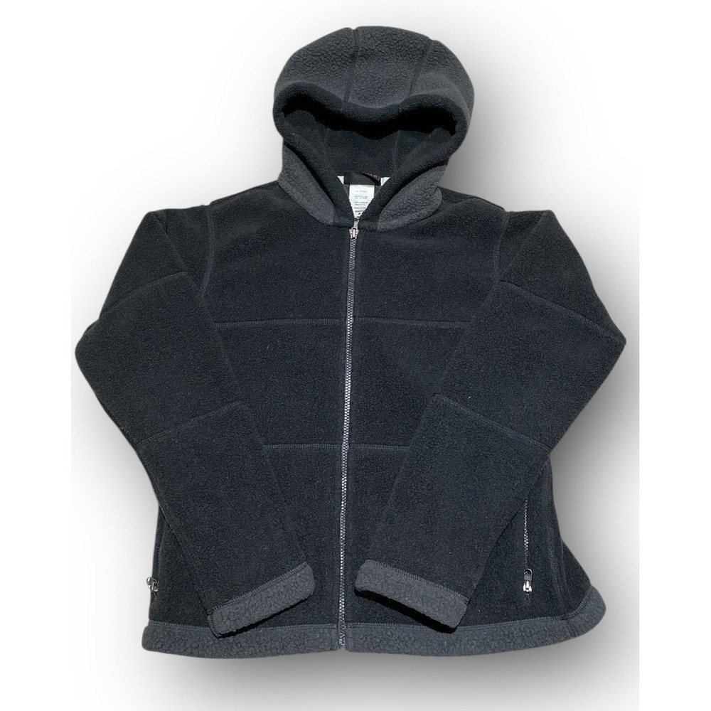 Patagonia Synchilla Fleece Womens Size Medium Hooded Black Made In USA 19x23"
